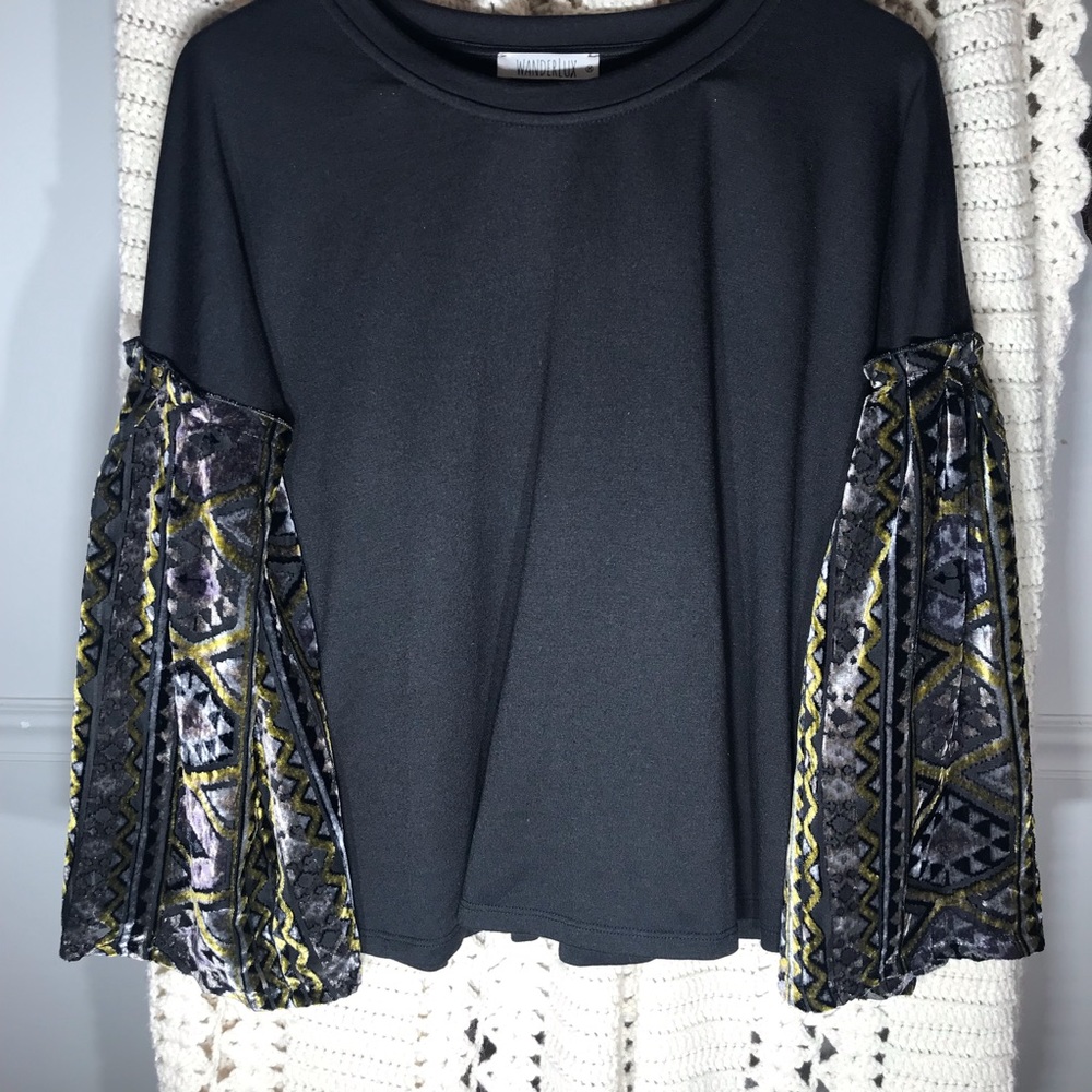 Velvet Bell Sleeve Top
